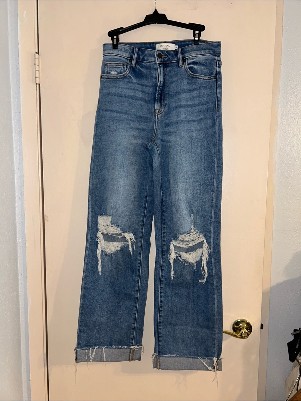 High-Rise Distressed Wide Leg Jeans